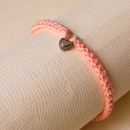 Minimal Crochet Bracelet for Women | Heart | Peach | Metal & Thread