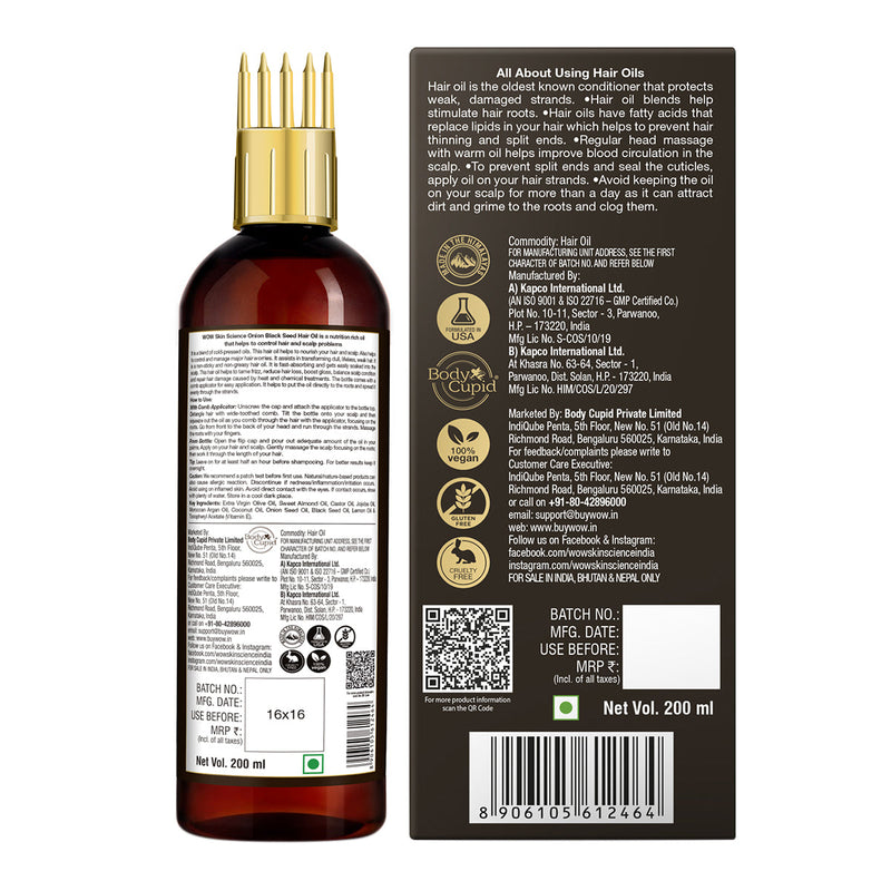 WOW Onion Hair Oil with Comb | Repair Damaged Strands | 200 ml