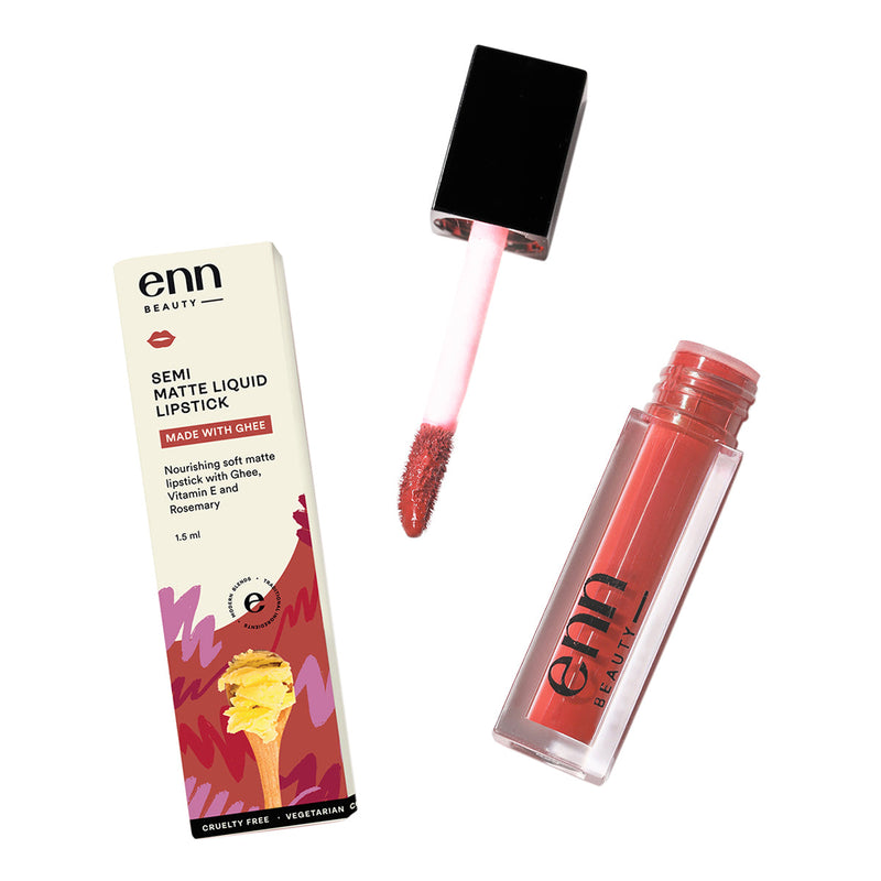 Semi-Matte Liquid Lipstick | Vitamin E & Rosemary | Coral Cooler | 1.5 ml