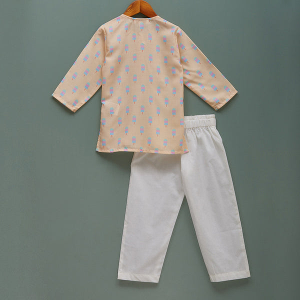 Cotton Pyjama Set For Kids | Printed | Off-White