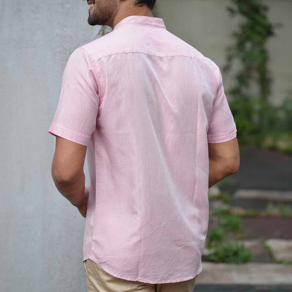 Linen Shirt for Men | TENCEL Lyocell | Charm Pink | Half Sleeves
