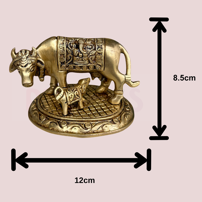 Brass Cow with Calf Idol | Gold | 9 cm