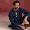 Cotton Kurta Set for Men | Navy Blue