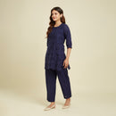 Cotton Co-ord Set for Women | Cutwork | Blue