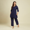 Cotton Co-ord Set for Women | Cutwork | Blue