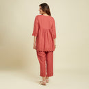 Linen Co Ord Set for Women | Terracotta Orange | Hand Scalloped