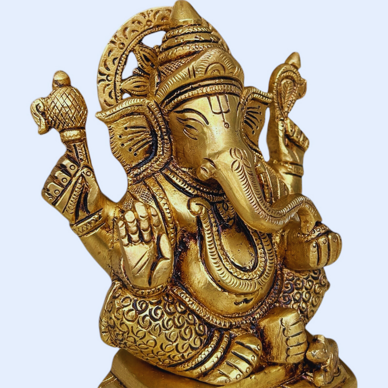 Brass Lord Ganesha Idol for Home | Antique Finish