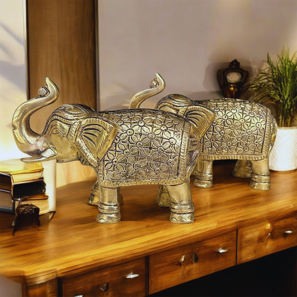 Brass Elephant Idols | Vastu compliant | Set of 2