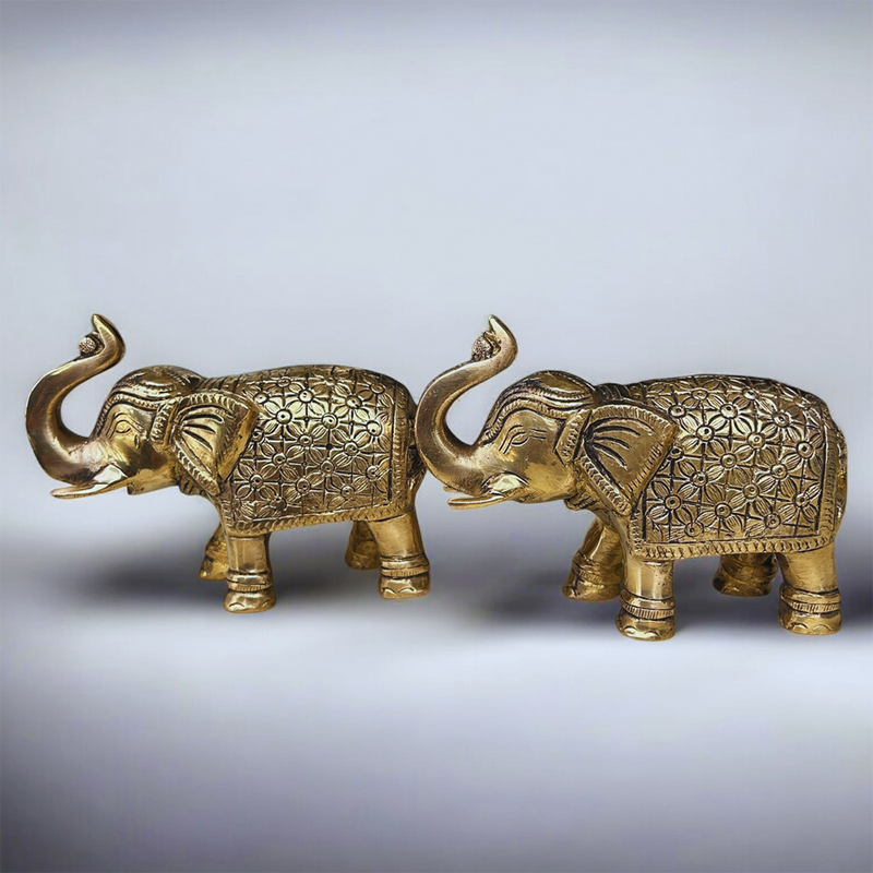 Brass Elephant Idols | Vastu compliant | Set of 2