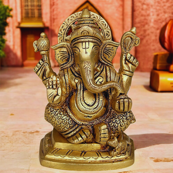 Brass Lord Ganesha Idol for Home | Antique Finish