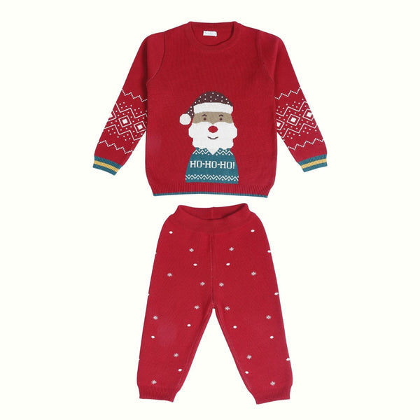Cotton Clothing Set for Kids & Babies | Santa Design | Cherry Red