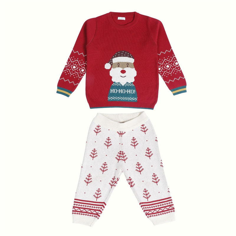 Cotton Clothing Set for Kids & Babies | Santa Design | Red & Cream