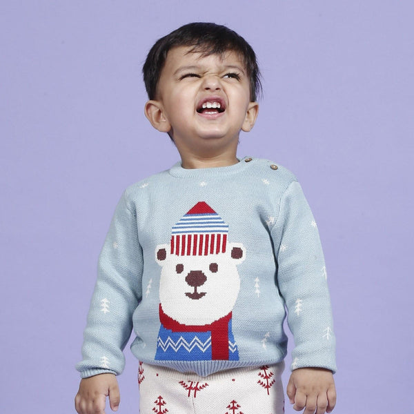 Cotton Clothing Set for Kids & Babies | Bear Design | Blue