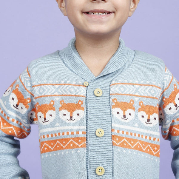 Cotton Clothing Set for Kids & Babies | Fox Design | Blue & Orange