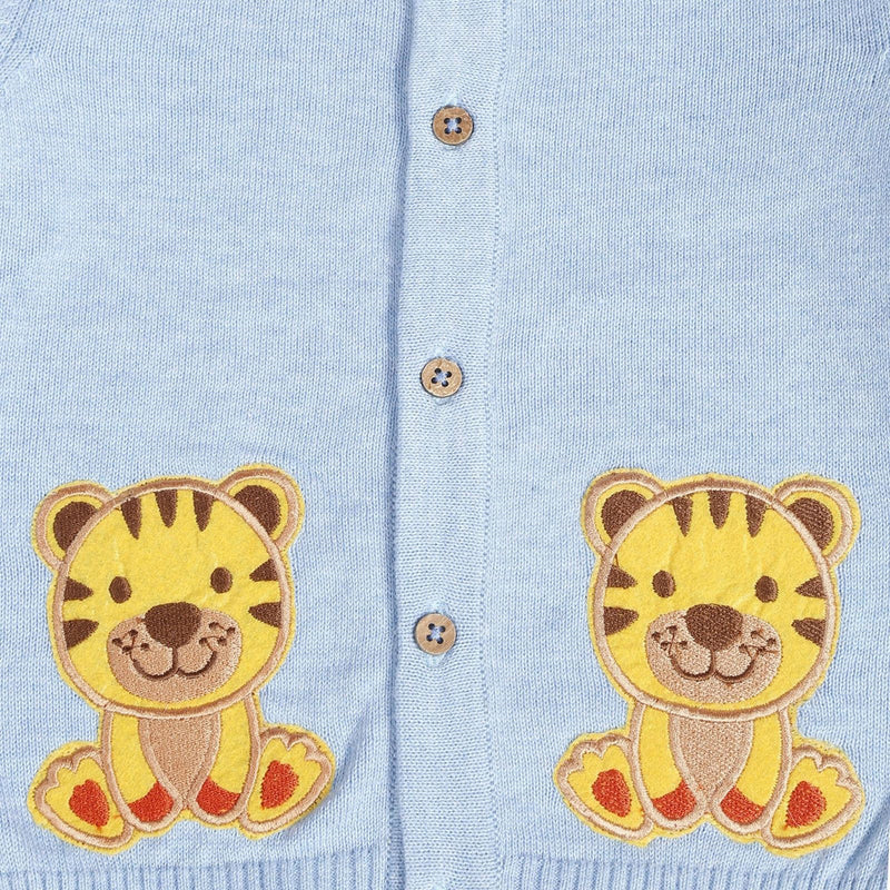Cotton Clothing Set for Babies | Tiger Patch | Blue