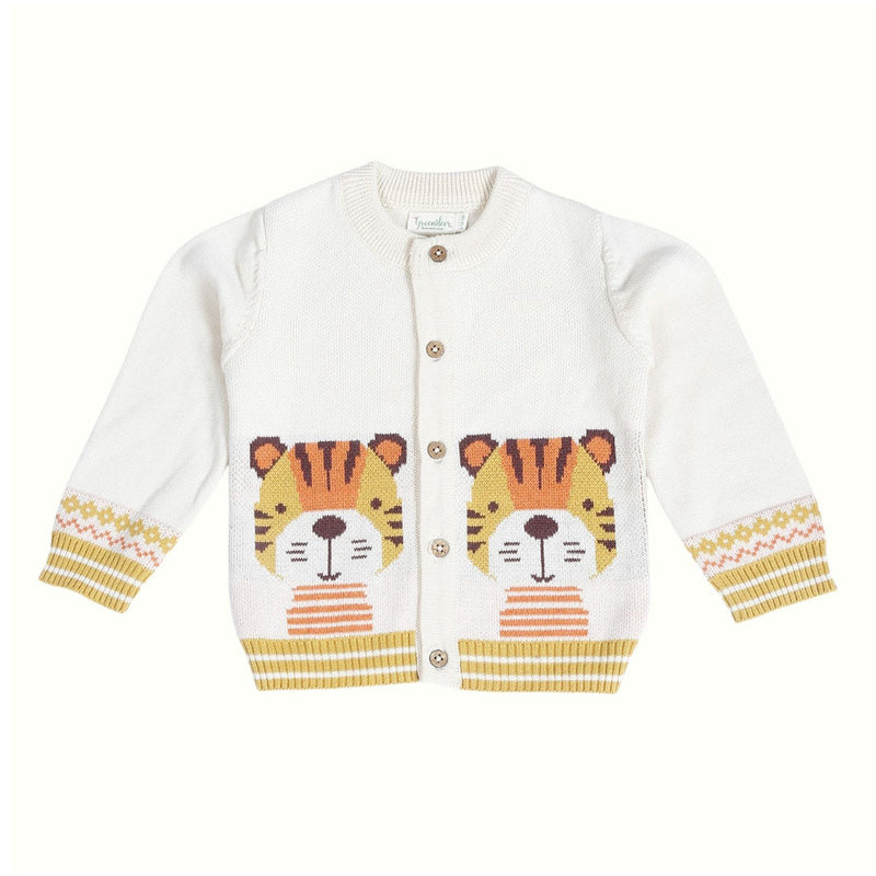 Cotton Clothing Set for Babies | Tiger Design | Cream & Yellow