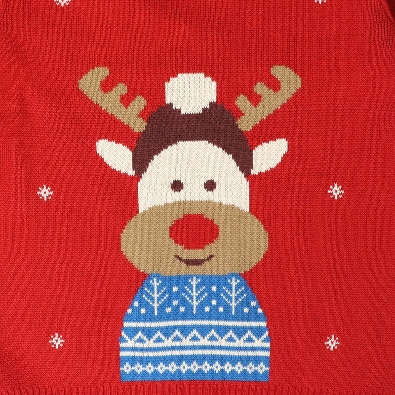 Cotton Clothing Set For Babies & Kids | Reindeer Design | Creme & Cherry Red