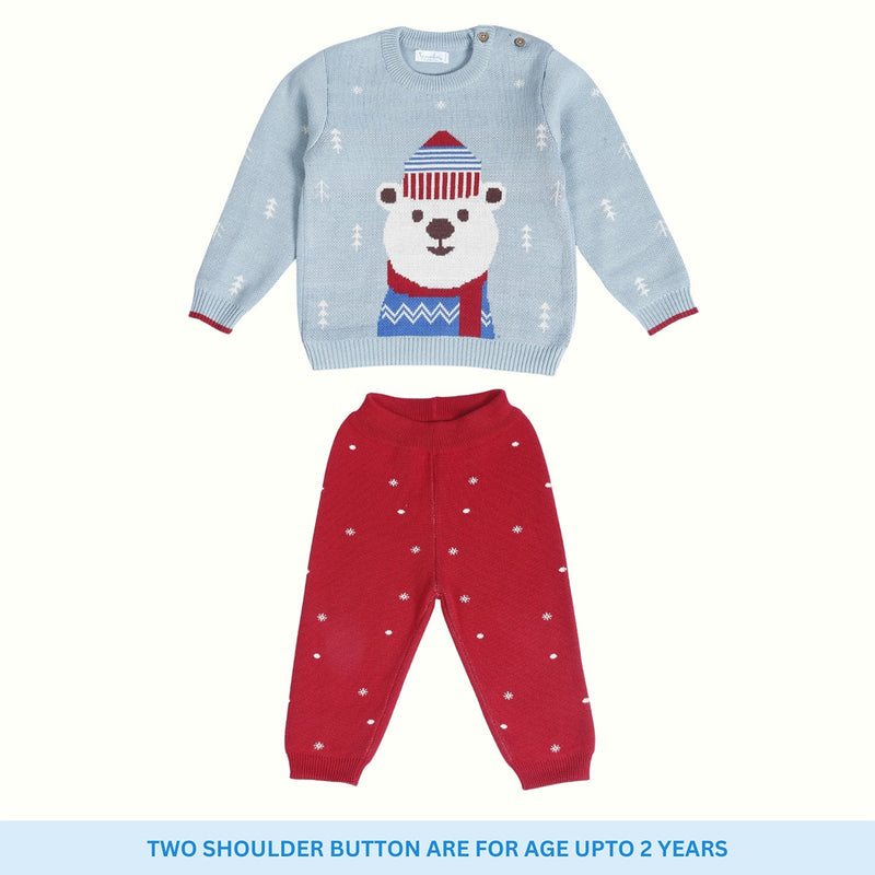 Clothing Set For Babies & Kids | Ecological Cotton | Bear Design | Blue & Red