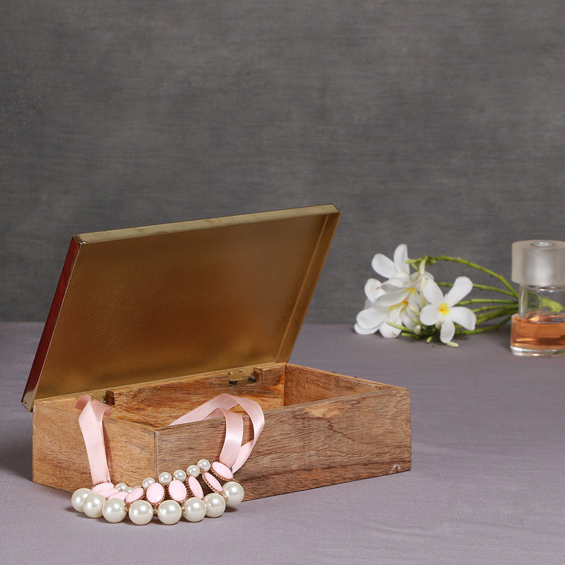 Decorative Storage Box | with Agate Top | Gold | 25 cm