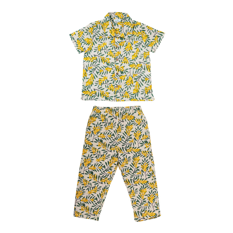 Cotton Shirt and Pants Set for Kids | Crinkle Texture | Multicolour