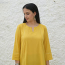 Cotton Yellow Kurta for Women | A-Line