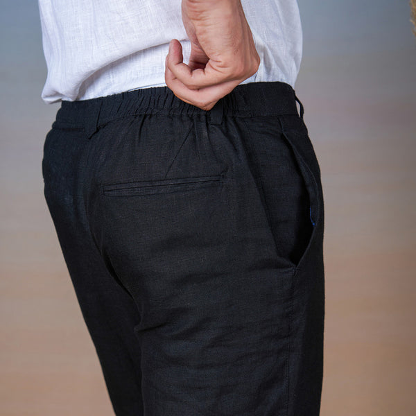 Black Linen Trouser Pants for Men