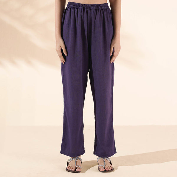 Cotton Flared Co Ord Set for Women | Purple