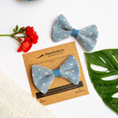 Cotton Hair Clips for Girls | Vintage Lace Bow | Blue