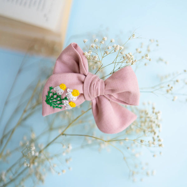 Cotton Hair Clips for Girls | Daisy Design | Peach