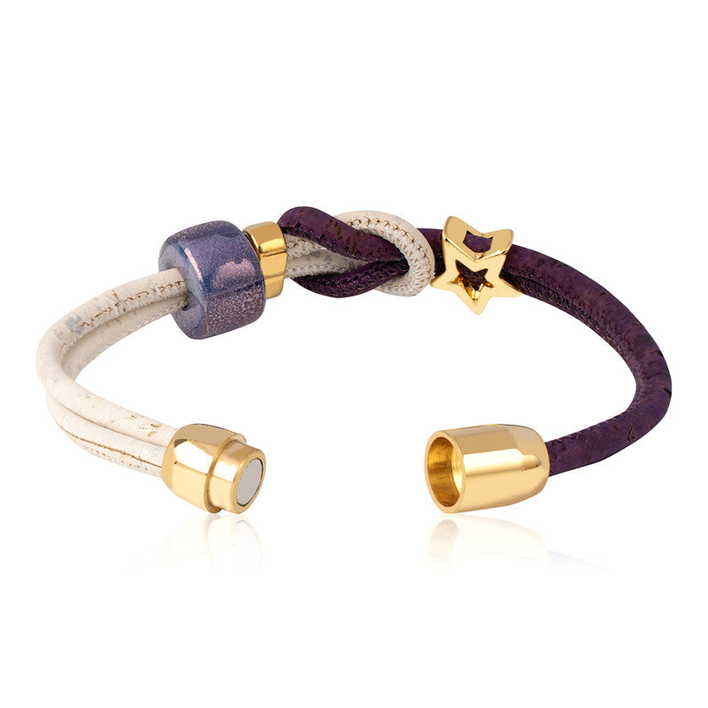 Upcycled Cork Bracelet for Women | Globe | Purple & Lilac