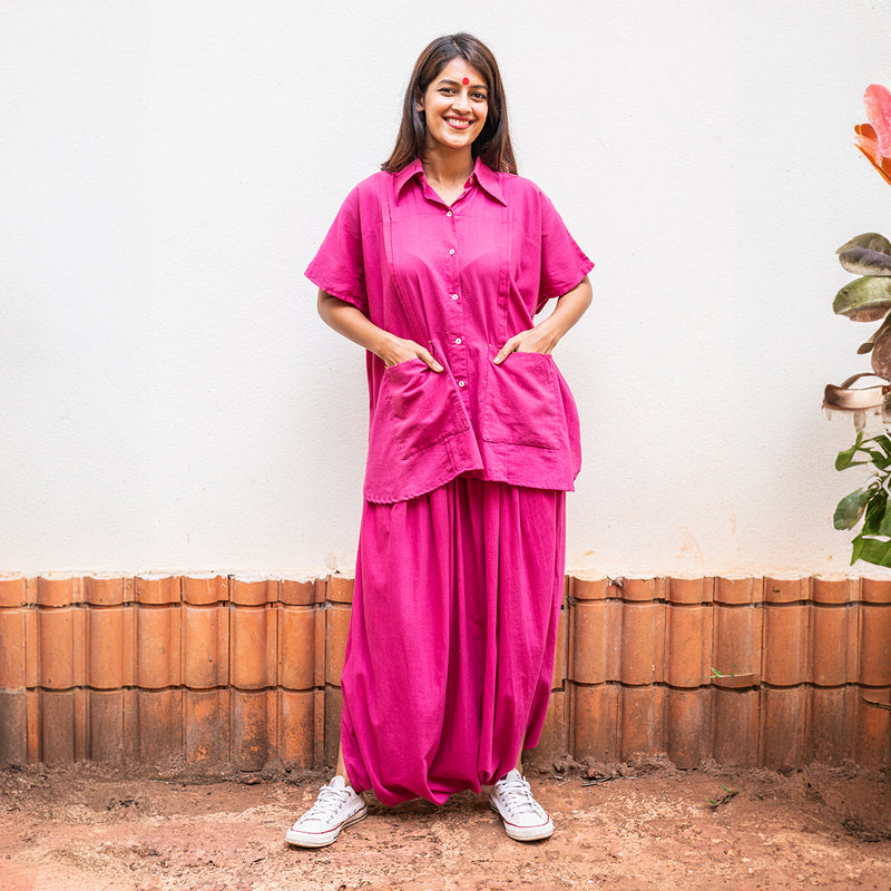 Mulmul Cotton Dhoti Pants for Women | Pink