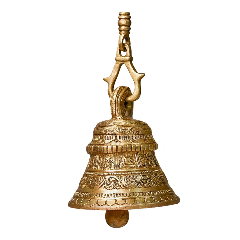 Brass Hanging Bell For Pooja | Gold | 78 cm