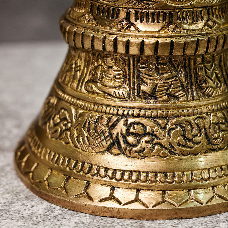 Brass Hanging Bell For Pooja | Gold | 78 cm