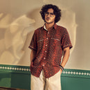 Organic Kala Cotton Shirt for Men | Burnt Red | Half Sleeves