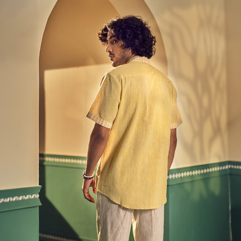 Organic Cotton Shirt for Men | Yellow | Half Sleeves