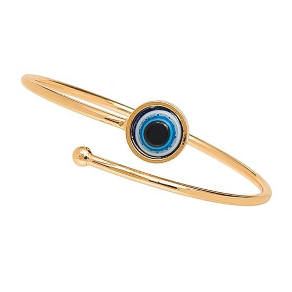 Brass Evil Eye Bangle Kada | Gold | Adjustable | 8 cm