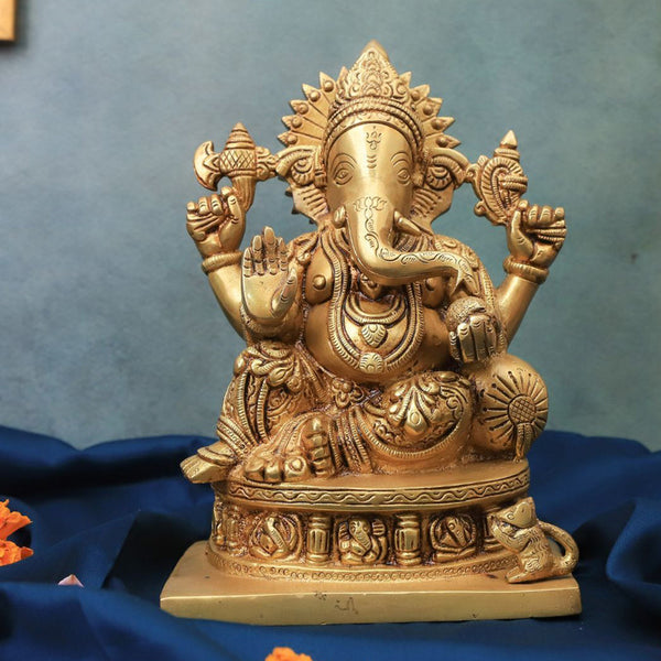 Brass Astha Vinayaka Ganesha Idol | Gold