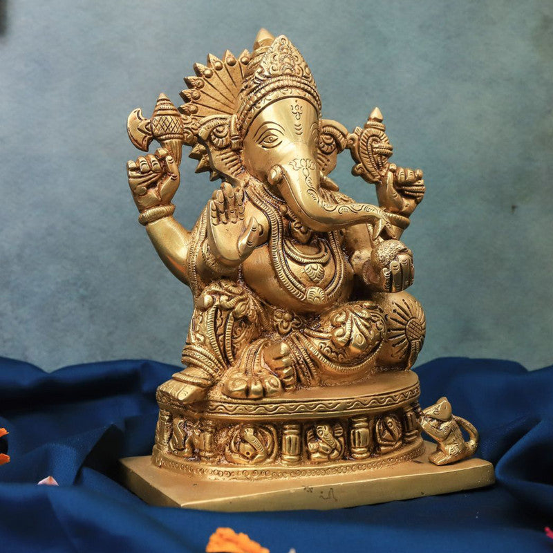 Brass Astha Vinayaka Ganesha Idol | Gold