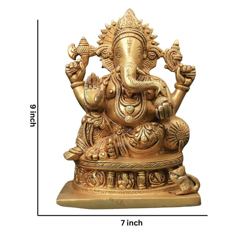 Brass Astha Vinayaka Ganesha Idol | Gold