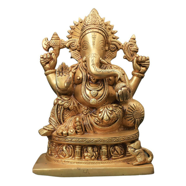 Brass Astha Vinayaka Ganesha Idol | Gold