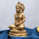 Brass Hanuman Statue | In Meditating Mudra | Gold