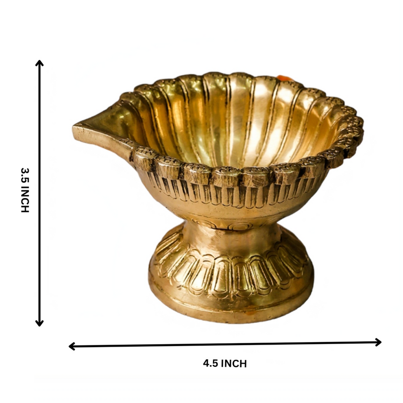 Brass Akhand Diya | Big Size | Gold | 8 cm