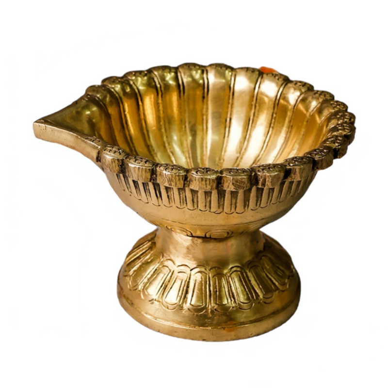Brass Akhand Diya | Big Size | Gold | 8 cm