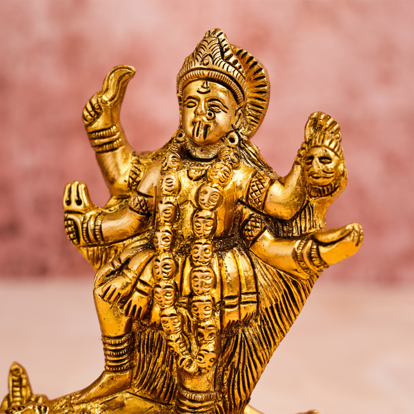 Brass Kali Mata Idol | Gold | 13 cm