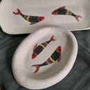 Paper-Maiche Serving Platter | Fish Design | Off-White | Set of 2