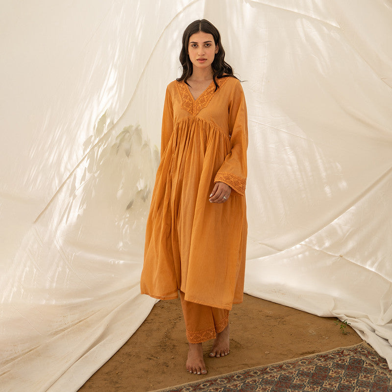 Mul Cotton Kurta Set for Women | Orange