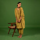 Organic Cotton Kaftan Set for Women | Embellished with Croatia Laces | Lime