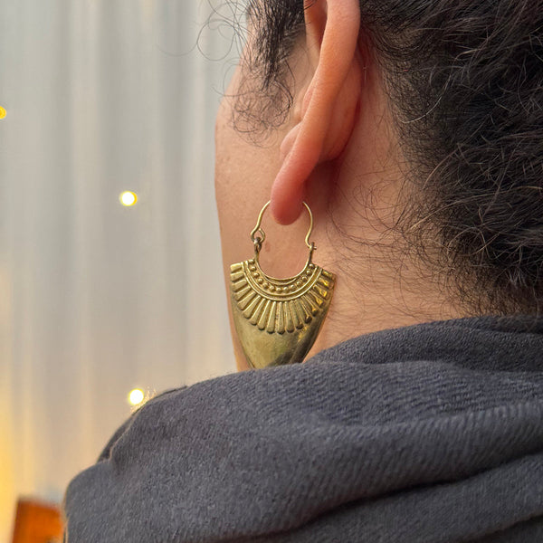 Dangler Earrings for Women | Nefertiti Brass Earrings | Gold Tone