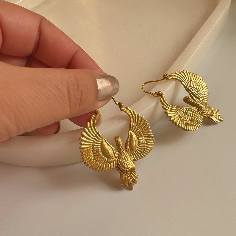 Brass Dangler Earrings for Women | Falcon Design | Gold Tone