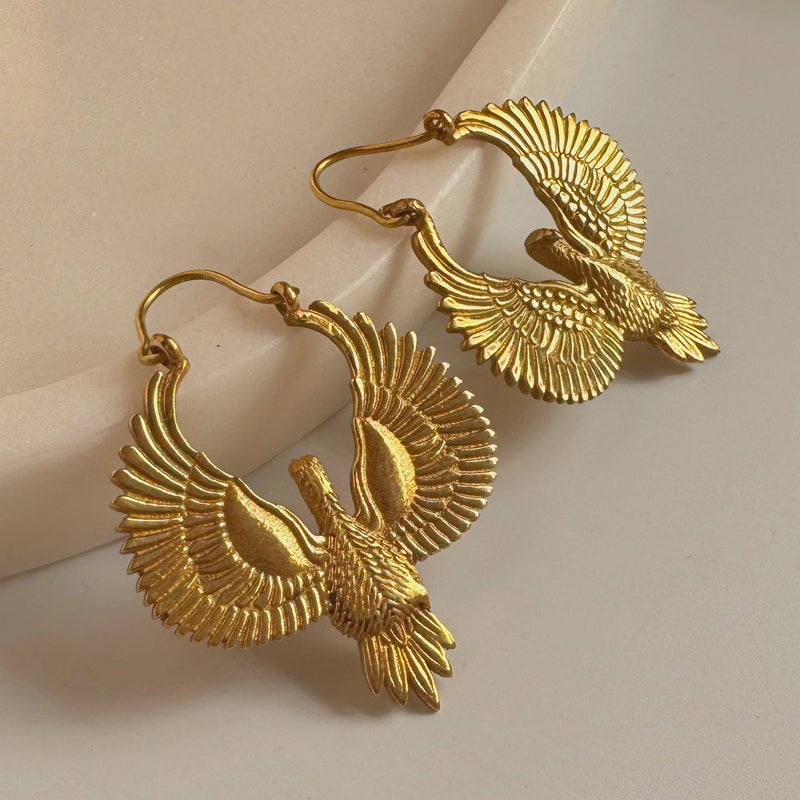 Brass Dangler Earrings for Women | Falcon Design | Gold Tone